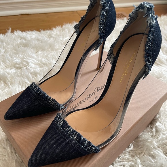SOLD SOLD SOLD BNWT Size 41 Gianvito Rossi Plexi Denim Heels - Picture 5 of 6